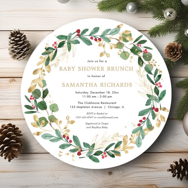 Invitación Navidades acuarelas rompen el brunch de la ducha d (Subido por el creador)