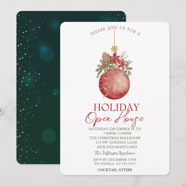 Invitación Navidades acuáticos Ball Holiday Open House (Anverso / Reverso)