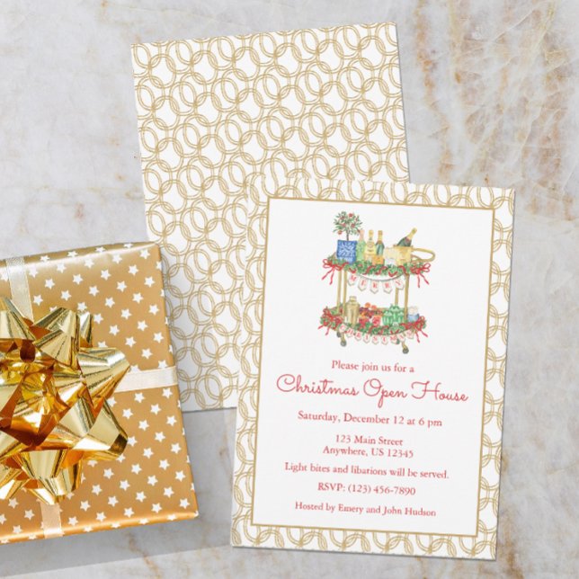 Invitación Navidades acuáticos Champagne Bar Cart Fiesta (Subido por el creador)
