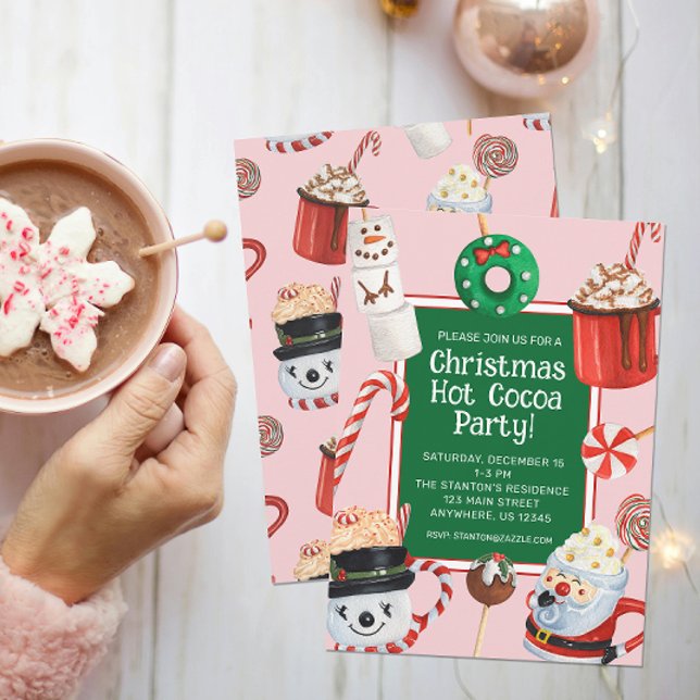 Invitación Navidades acuáticos Fiesta de chocolate caliente d (This hot chocolate cocoa party invitation is sure to be a hit this Christmas!)