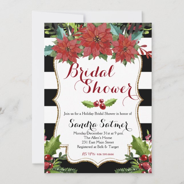 Invitación Navidades acuáticos florales en la ducha de novia (Anverso)