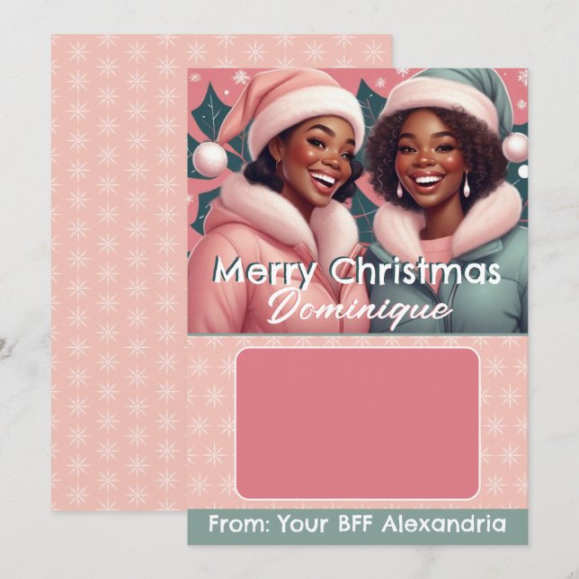 Invitación Navidades africanos estadounidenses de la BFF con  (Anverso / Reverso)