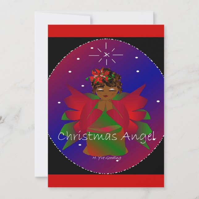 Invitación Navidades afroamericanos Angel Baby Girl Rezando (Anverso)