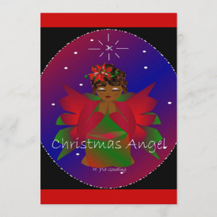 Invitación Navidades afroamericanos Angel Baby Girl Rezando