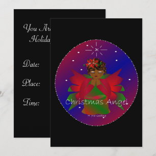 Invitación Navidades afroamericanos Angel Baby Girl Rezando