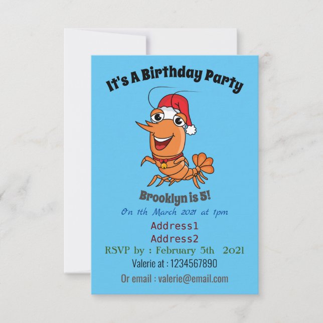 Invitación Navidades alegres, camarones, personalizado ilustr (Anverso)