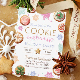 Invitación Navidades alegres Watercolor Cookie Exchange