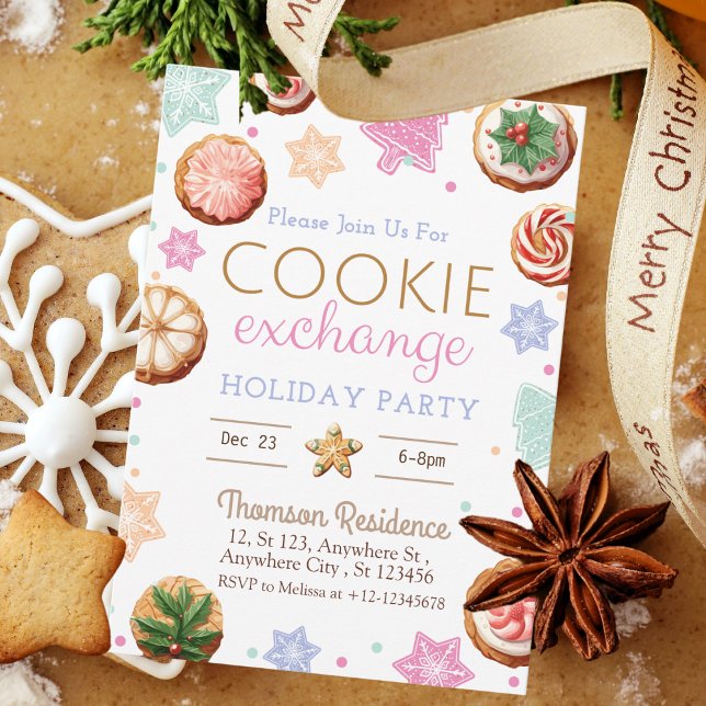 Invitación Navidades alegres Watercolor Cookie Exchange (Subido por el creador)