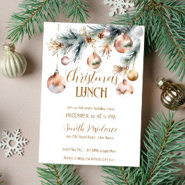 Invitación Navidades almuerzo fiesta boho acuarela nevado