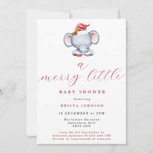 Invitación Navidades amables Elephant Merry Little Baby Showe