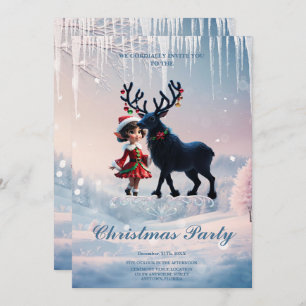 Invitación Navidades amables y renos oscuros.