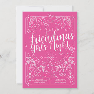 Invitación Navidades Amigos Chicas rosados Amigos de la noche