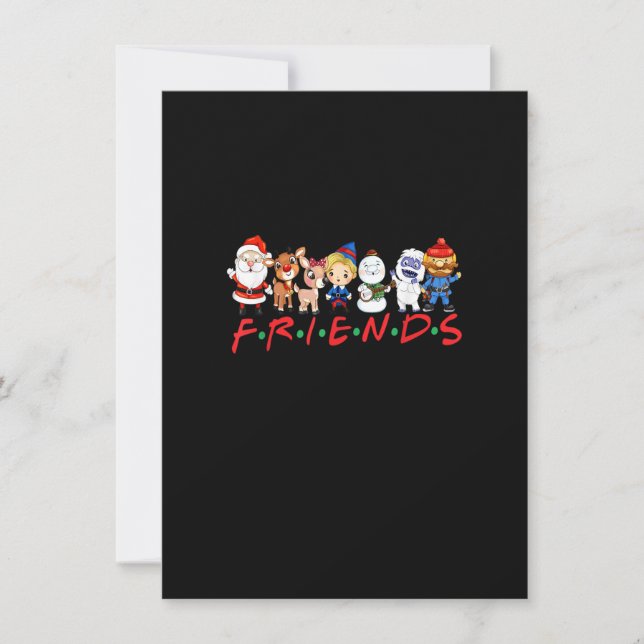 Invitación Navidades amigos Santa Rudolph Familia Snowman Xma (Anverso)