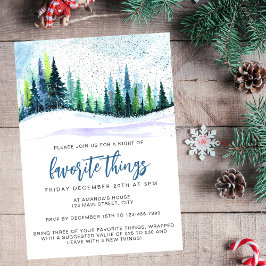 Invitación Navidades Árboles simples azules Cosas favoritas F
