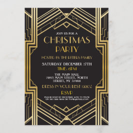 Invitación navidades Art Déco de los años 20 invitan a oro a 