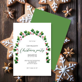 Invitación Navidades artísticos color de agua rojo verde