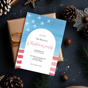 Invitación Navidades Artísticos Rojo Patriótico Y Azul