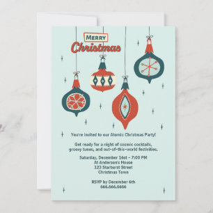 Invitación Navidades atómicos de mediados del siglo XX