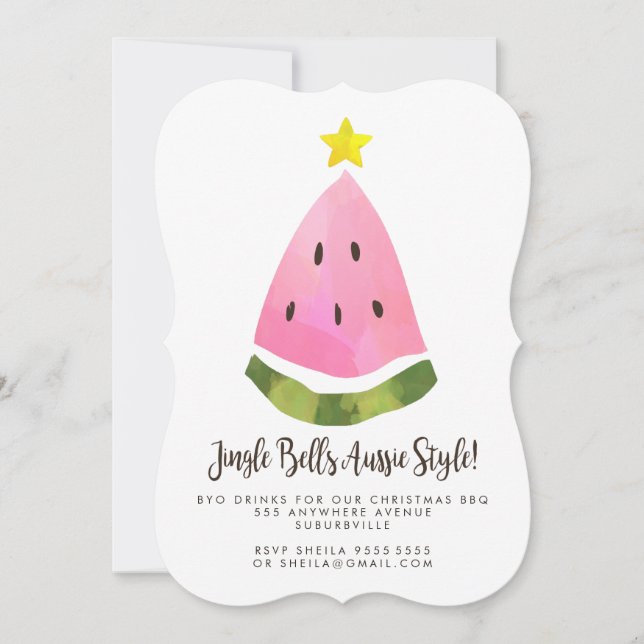 Invitación Navidades australianos en verano Fiesta en barbaco (Anverso)