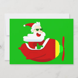 Invitación navidades aviador piloto de avión santa claus dive
