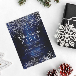 Invitación Navidades azul marino de nevadas de confeti platea