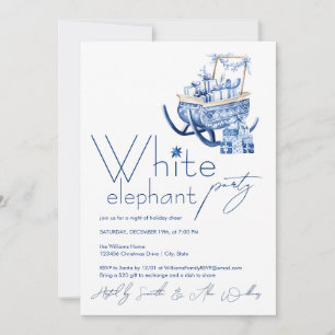 Invitación Navidades azules de hidrógeno minimalistas Elefant