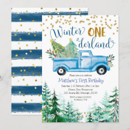 Invitación Navidades azules de Onederland en invierno Cumplea
