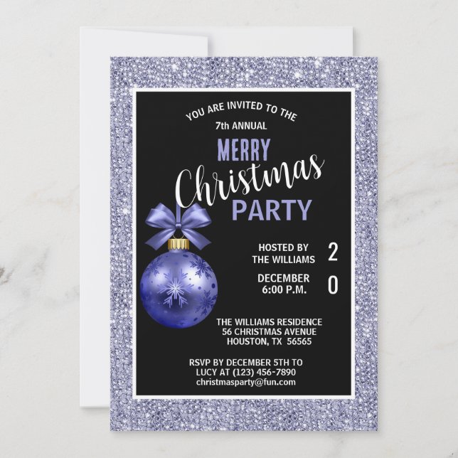 Invitación Navidades azules decorativos (Anverso)