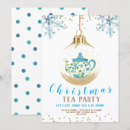 Invitación Navidades azules Fiesta de té navideño
