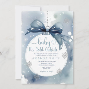 Invitación Navidades azules polvorientos hace frío fuera de B