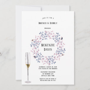 Invitación Navidades azules rosados Berries Bridesmaids Lunch