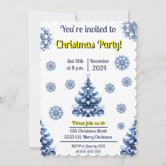 Invitación Navidades azules y blancos