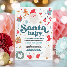Invitación Navidades azules y rojos de Santa Bebé Baby Shower