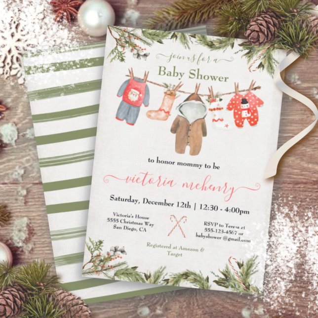 Invitación Navidades Baby Shower Clothesline (Subido por el creador)