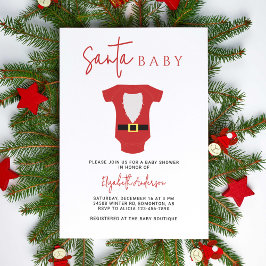 Invitación Navidades Baby Shower de Santa Bebé Moderno y Simp