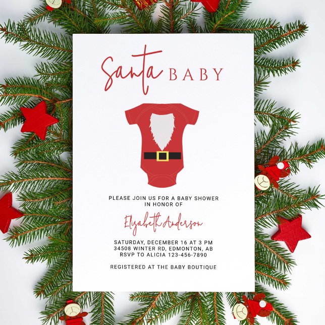 Invitación Navidades Baby Shower de Santa Bebé Moderno y Simp (Subido por el creador)