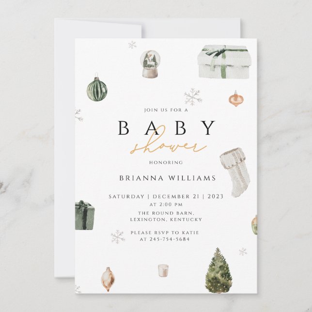 Invitación Navidades Baby Shower navidad invierno (Anverso)