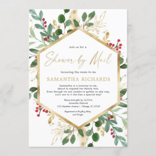 Invitación Navidades Baby Shower por Mail elegante acuarela