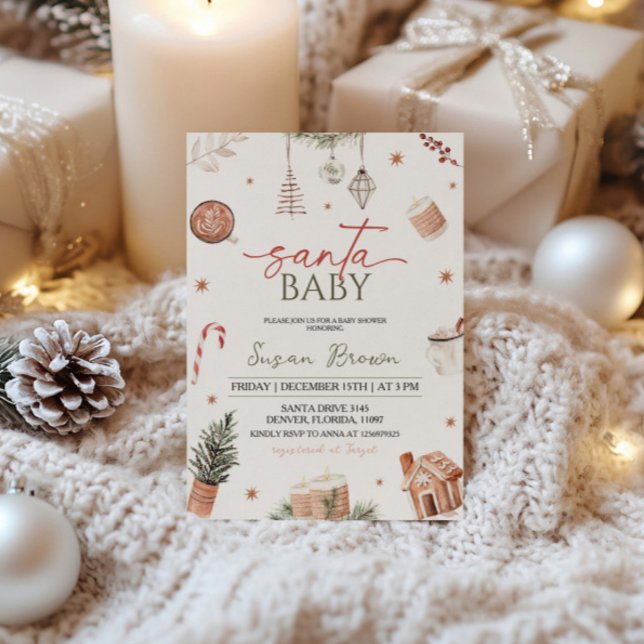 Invitación Navidades Baby Shower Santa Baby (Subido por el creador)