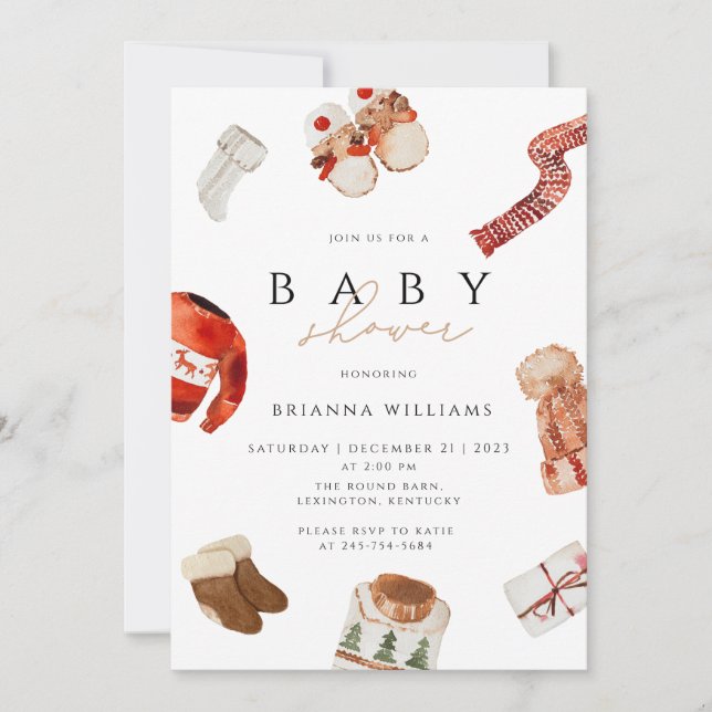 Invitación Navidades Baby Shower winter (Anverso)