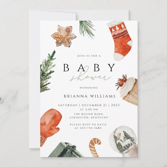 Invitación Navidades Baby Shower winter (Anverso)