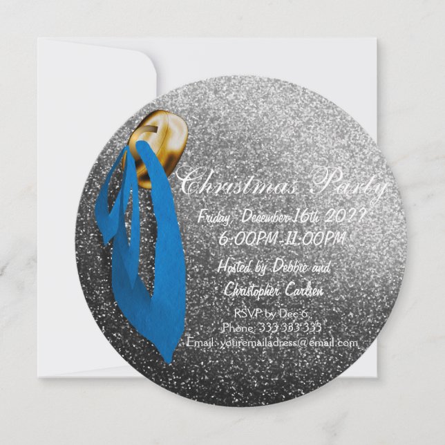 Invitación Navidades Ball Holiday Party Silver (Anverso)