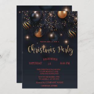 Invitación Navidades Balls Black Company Fiesta