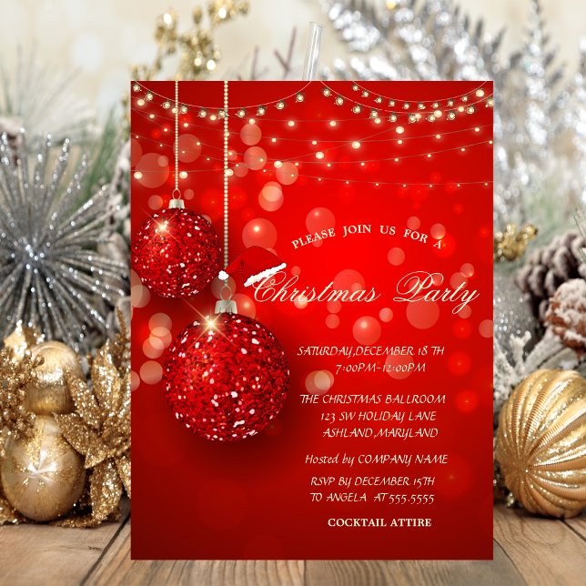 Invitación Navidades Balls Champagne Lights Company Fiesta (Subido por el creador)