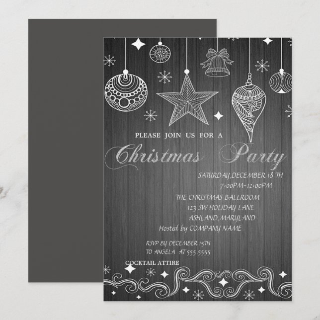 Invitación Navidades Balls, Fiesta de Navidades corporativos (Anverso / Reverso)
