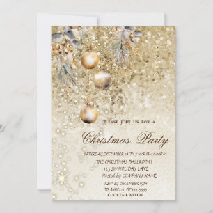 Invitación Navidades Balls Navidades de las Secuencias de Oro