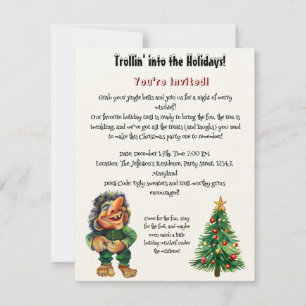Invitación Navidades baratos en trolls y luz de árbol