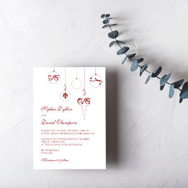 Invitación Navidades bauble ornamentos Boda rojo invierno