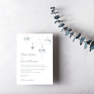 Invitación Navidades Bauble Ornaments Boda Azul Hielo