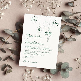 Invitación Navidades Bauble Ornaments Boda Verde Invierno